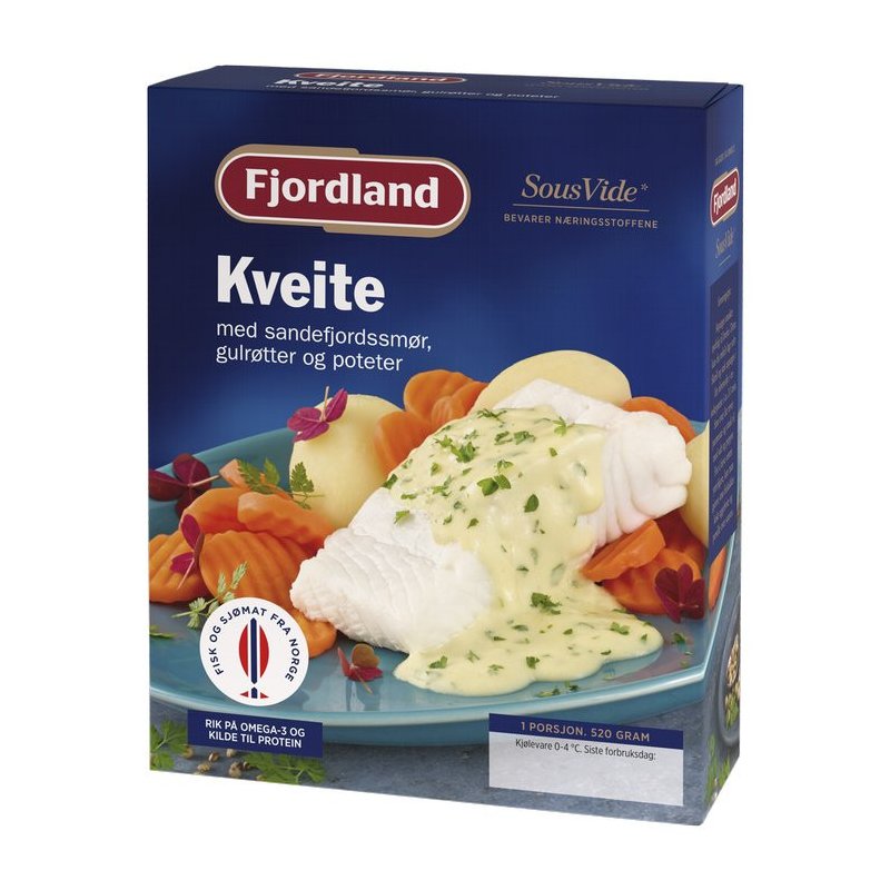 Kveite m/Sandefjordsmør,Gulrøtter&Poteter Fjordland Kveite m/Sandefjordsmør,Gulrøtter&Poteter Fjordland