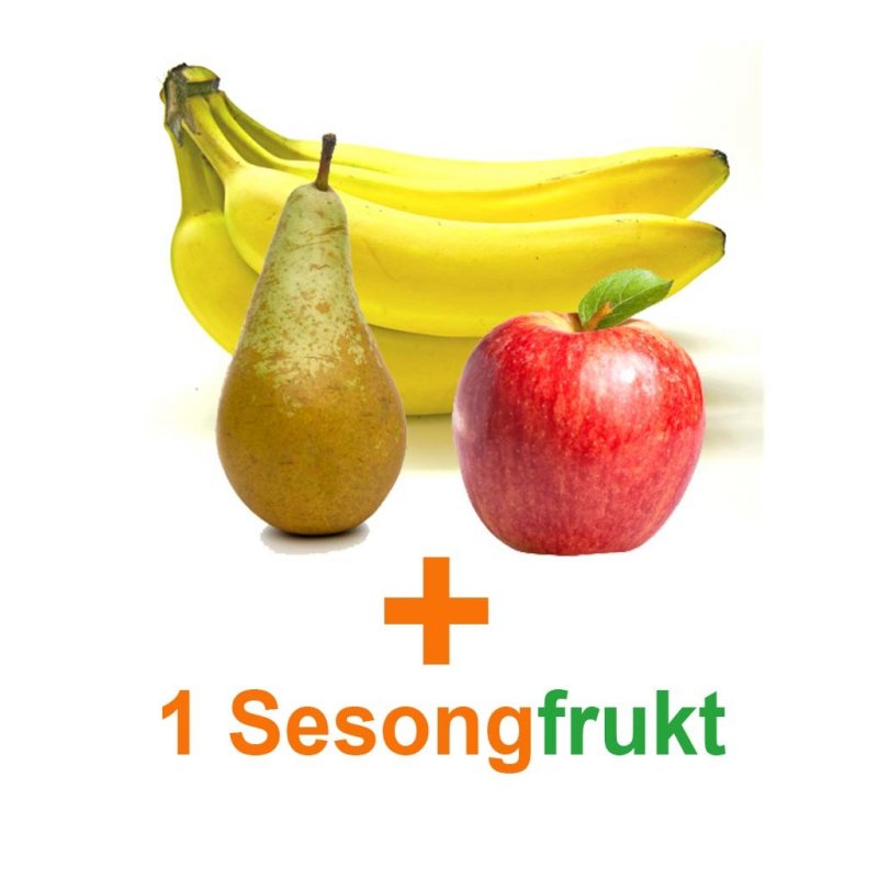 Fruktkartong Bananer, Epler & KUN TO PK DRUER
