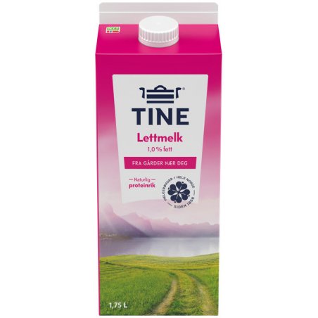 Lettmelk 1% Tine 1,75L