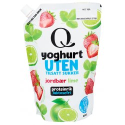 Yoghurt U/Sukker Jordbær&Lime Q