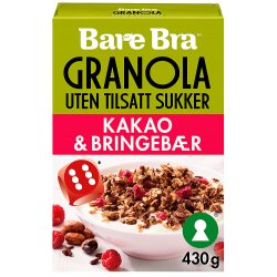 Granola Kakao&Bringebær Bare Bra