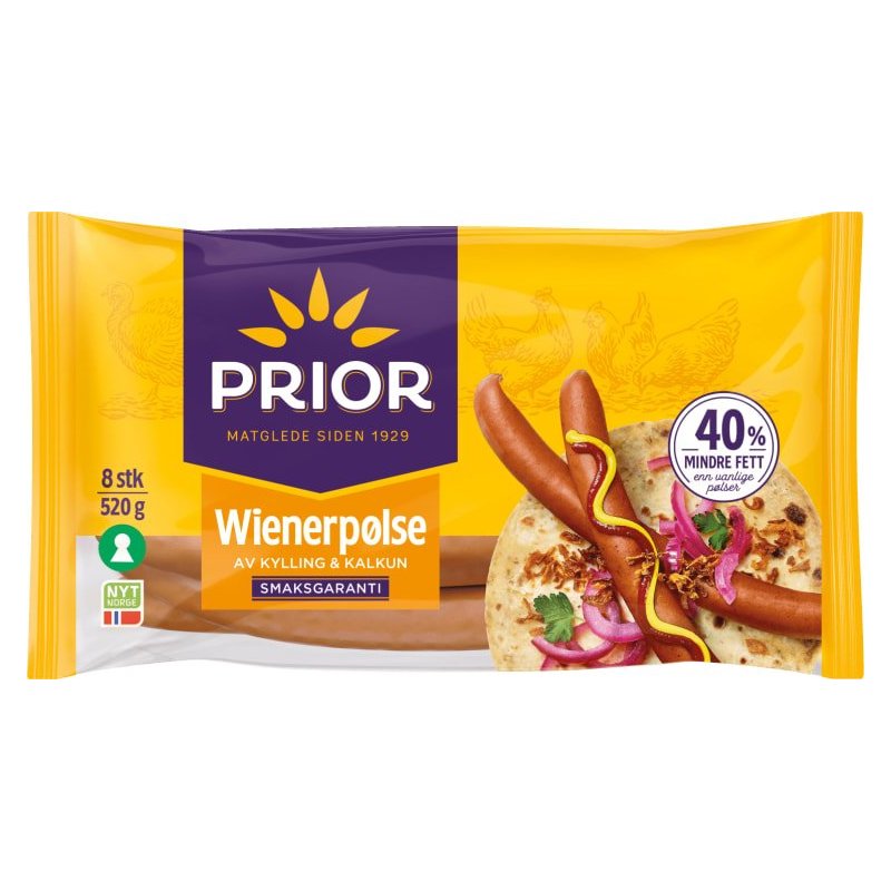 Wienerpølser Kylling & Kalkun Prior Wienerpølser Kylling & Kalkun Prior