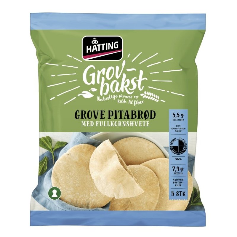 Pitabrød Fullkorn Hatting 5 stk Pitabrød Fullkorn Hatting 5 stk