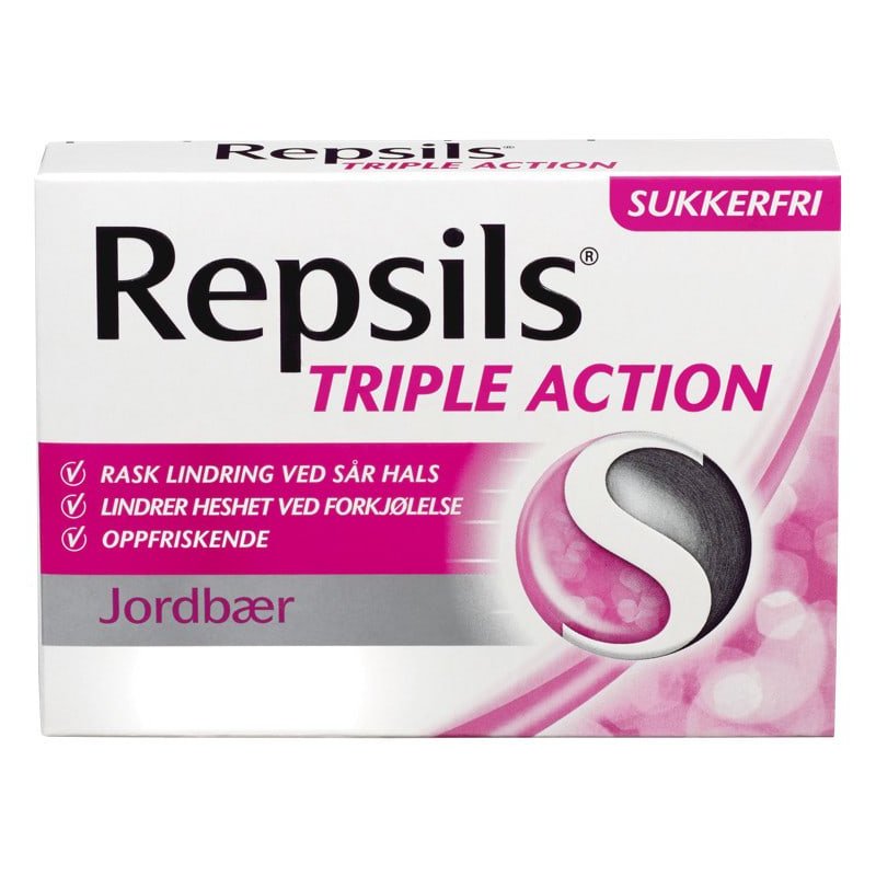 Repsils Halstabletter Jordbær Sukkerfri Repsils Halstabletter Jordbær Sukkerfri